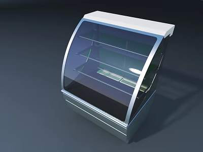 Modern Display Cabinet With Curved Glass Door Multiple Shelves And Metal Frame 3d model
