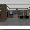 Modern Dining and Living Room Interior Design With Green Chairs Dining Table And Sofa
