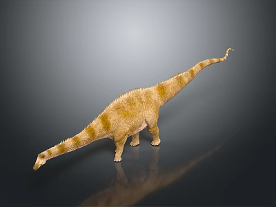 Yellow Spotted Long Neck Dinosaur Standing On Dark Background With Realistic 3D Model Details 3d model