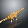 Yellow Spotted Long Neck Dinosaur Standing On Dark Background With Realistic 3D Model Details