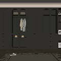 Modern Dark Wardrobe Design With Glass Doors LED Lighting Drawers And Side Shelves