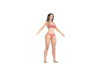 Woman in Pink Bikini Standing Against White Background with Casual Pose 3d model