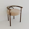 Modern Minimalist Round Fabric Upholstered Chair With Curved Bronze Metal Frame For Cozy Home Use