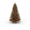 Golden Artificial Christmas Tree With Decorative Branches And Stable Metal Stand