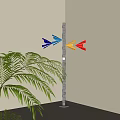 Modern Floor Lamp With Green Plant And Colorful Light Projection On Light Colored Wall