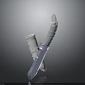Silver Blade Combat Knife With Wrapped Gray Handle And White Guard Design 3d model