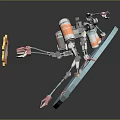 Mechanical Creature With Multiple Legs Blue Ring Orange Gear And Gray Parts