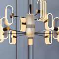 Modern Chandeliers With Geometric Metal Structures And Glass Elements For Interior Design 3d model