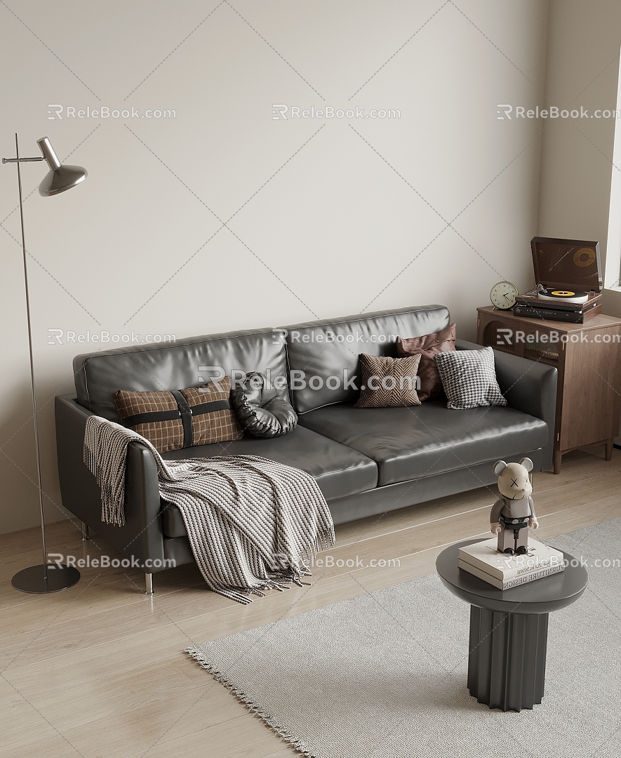 Leather two-seat sofa Leather two-seat sofa 3d model