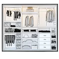 White Sliding Door Wardrobe Interior With Hanging Shirts Folded Clothes Hat And Shoes