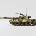 Military Camouflage Tank With Turret Long Barrel Tracks And Antenna