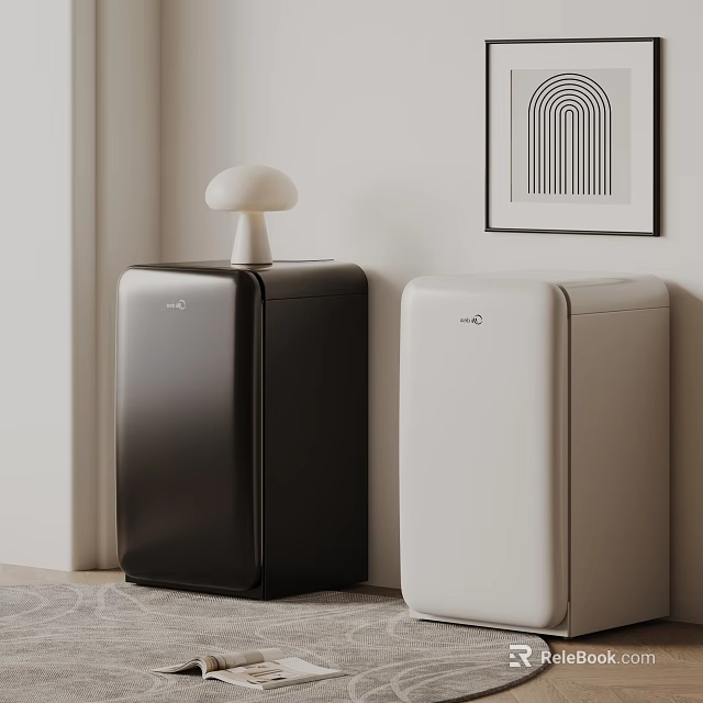 Modern Black and White Refrigerators with Stylish Design in Minimalist Interior 3d model 