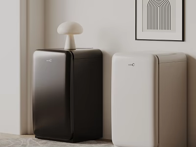 Modern Black and White Refrigerators with Stylish Design in Minimalist Interior 3d model