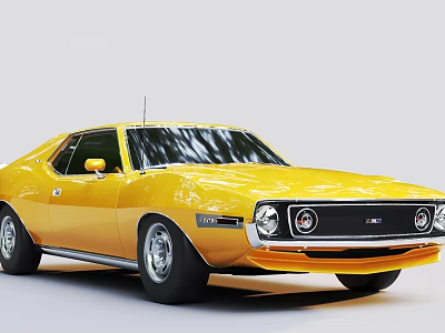 Yellow Vintage Car With Shiny Exterior And Classic Design Elements 3d model