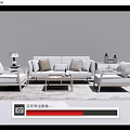 Modern Sofa And Coffee Table Set With Armchairs Pillows Table Lamp And Rug 3d model