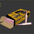 WASP SPEED Bullets in Open Yellow Box with Red Tips and Single Bullet Displayed 3d model