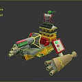 Colorful Toy Model Ship Like Vehicle With Tower Structure And Cannon Parts