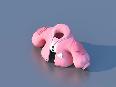 Cute Pink Children's Jacket With Cloud Shaped Decorations And Front Smiley Face Design 3d model