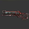 Futuristic Sci Fi Weapon With Metallic Structure And Glowing Red Components Design