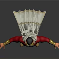 Male Superhero Character In Red Costume With Yellow Boots Belt And Gray Cape