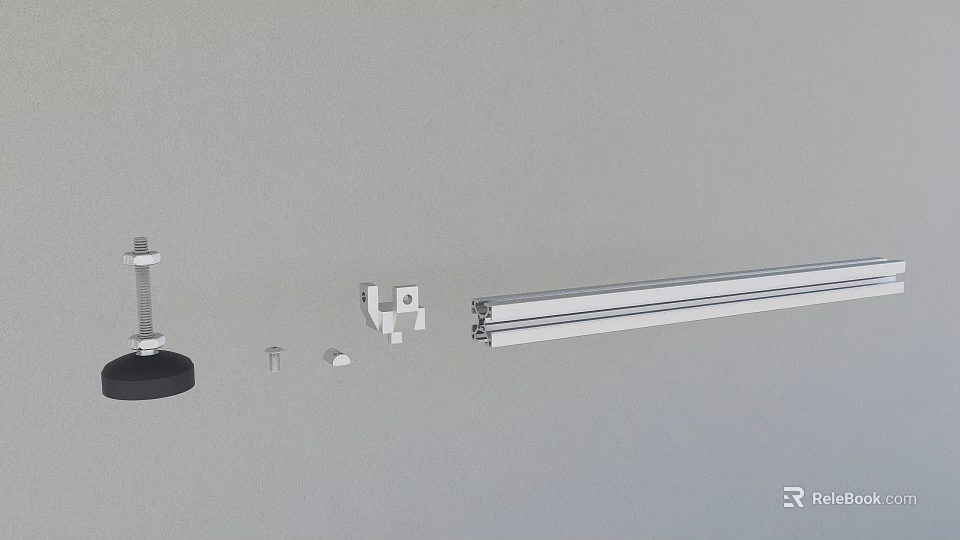 Kitchen Hardware Accessories With Metal Rods Screws And Mounting Components 3d model 