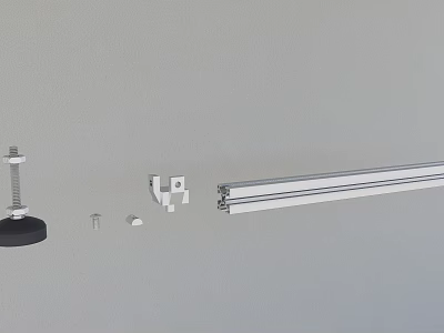 Kitchen Hardware Accessories With Metal Rods Screws And Mounting Components 3d model