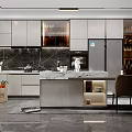 Modern Kitchen Interior Design With Marble Island Countertop And Cabinets Appliances