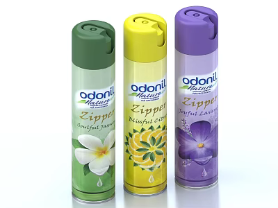 Odorini Natural Zippi Bathroom Accessories Air Freshener Spray With Floral Scents And Different Colors 3d model