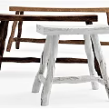 Natural Rustic Side Tables With Wooden Log Legs In White And Brown Tones