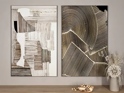 Abstract Paintings With Geometric Patterns And Neutral Tones For Home Wall Decor 3d model