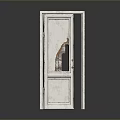White Wooden Door Furniture With Damaged Frame And Glass Panel Cracks