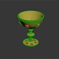 Elegant Golden Decorative Cup With Red Gemstones And Blue Stones On Base