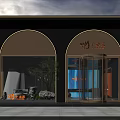 Modern Luxury Clubhouse Black Walls Blue Backdrop Golden Logo And Marble Flooring Decorative Lights