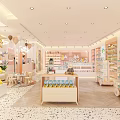 Cute Specialty Store Interior With Yellow Duck Toys Shelves Display Counters And Pink White Decor