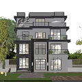 Modern Luxury Detached Villa With Multi Story Balconies Terrace And Green Landscaped Garden