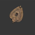 Ancient Historical Weapon with Carved Wooden Handle and Intricate Design