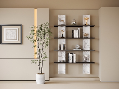 Modern Storage Rack Bonsai Bookshelf 3d model