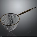 Metal Mesh Kitchen Strainer With Wooden Handle And Decorative Pattern Design 3d model