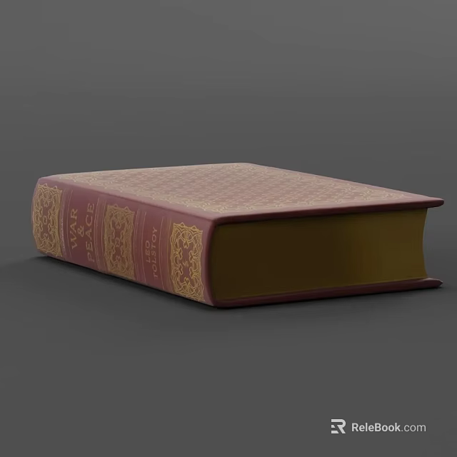 Elegant Hardcover Book With Red Cover And Intricate Gold Decorations 3d model 