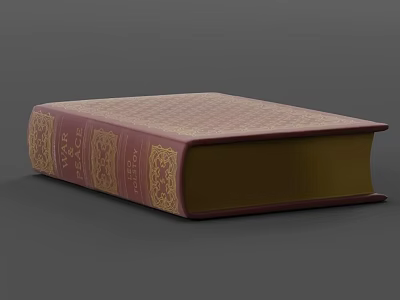 Elegant Hardcover Book With Red Cover And Intricate Gold Decorations 3d model