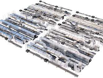 Pipe assembly ceiling pipe line industrial ceiling 3d model