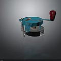 Blue Manual Hardware Tool With Red Handle And Stable Base For Workshop Use