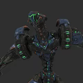 Cybernetic Creature Character With Glowing Green Lines And Mechanical Sci Fi Design