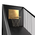 Black Metal Basketball Training Stand With Backboard Hoop And Ball Storage