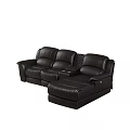 Luxurious Dark Brown Leather Recliner Sofa Set With Chaise Lounge And Built In Cup Holders
