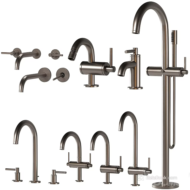 Modern Stainless Steel Faucets With Various Styles For Kitchen And Bathroom Use 3d model 