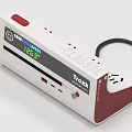 White Red Switch Panel with Digital Time Display and Power Outlets