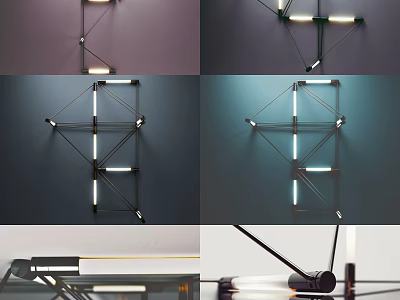 Modern Wall Lamp With Geometric Metal Frame And LED Light For Indoor Decoration 3d model