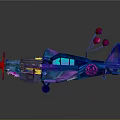 Transparent Blue Cosmic Aerospace Craft With Red Nose And Colorful Decorative Elements