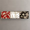 Abstract Wall Art With Red White Black Patterns Hanging On Gray Wall 3d model